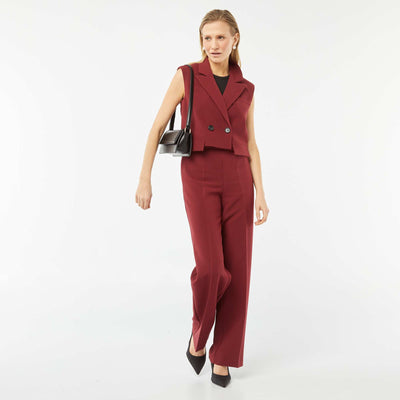 Pantalon à pinces coupe droite ROUGE