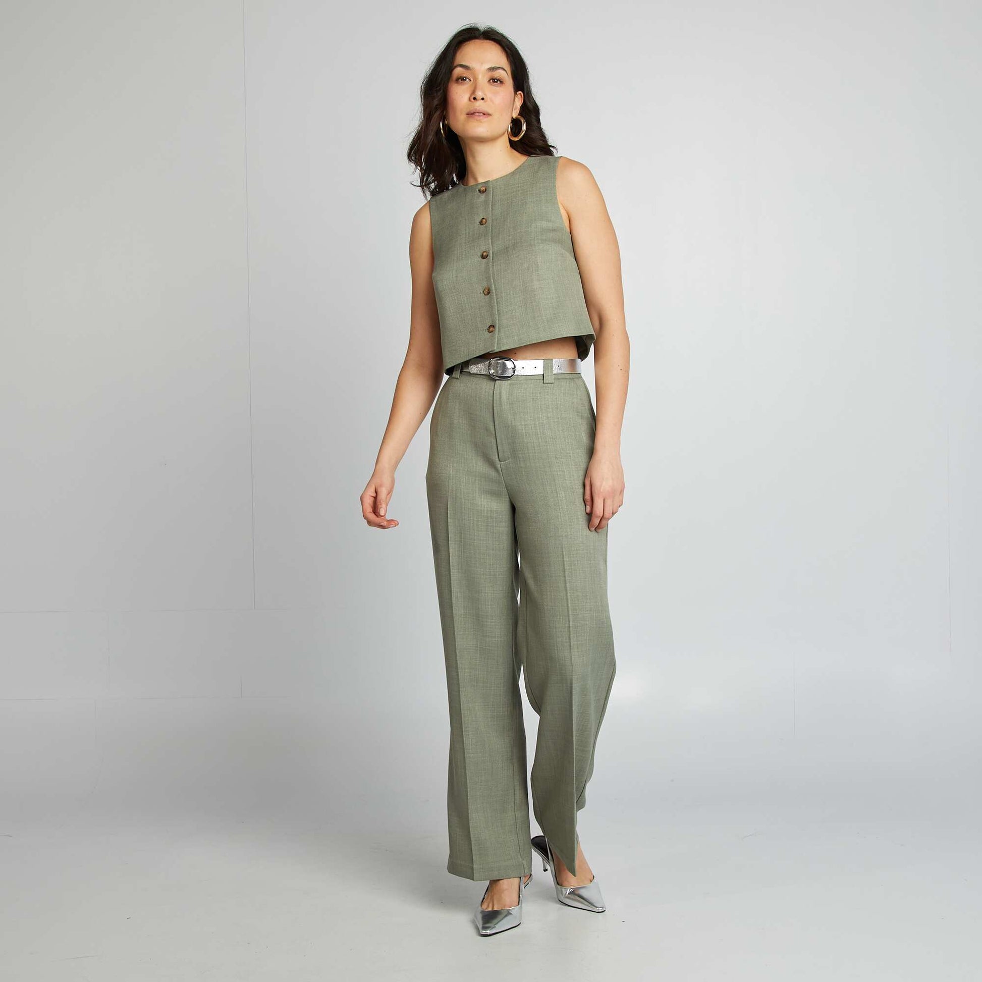 Blouse sans manches avec boutons VERT
