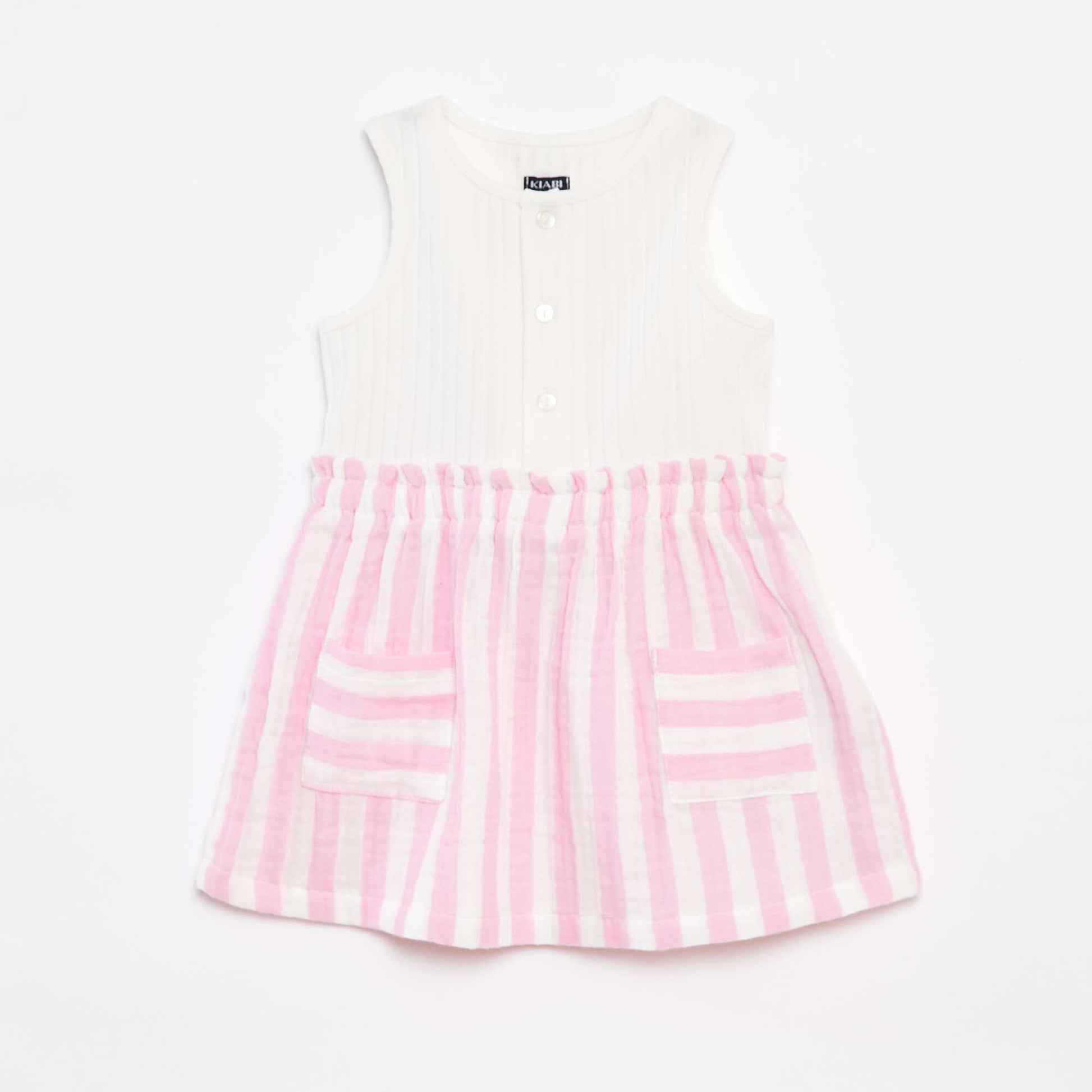 Robe sans manches rayée ROSE
