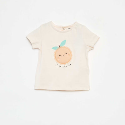 T-shirt à manches courtes avec imprimé BEIGE