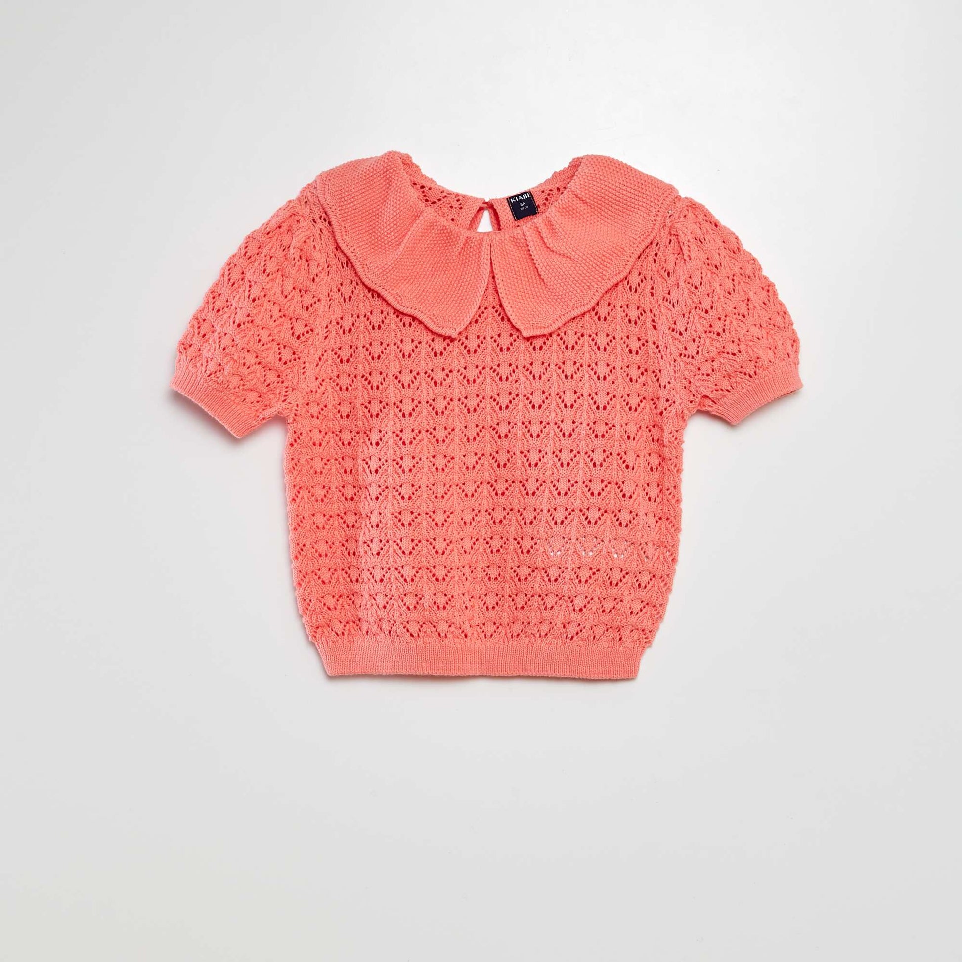 Pull en crochet avec col claudine ROSE