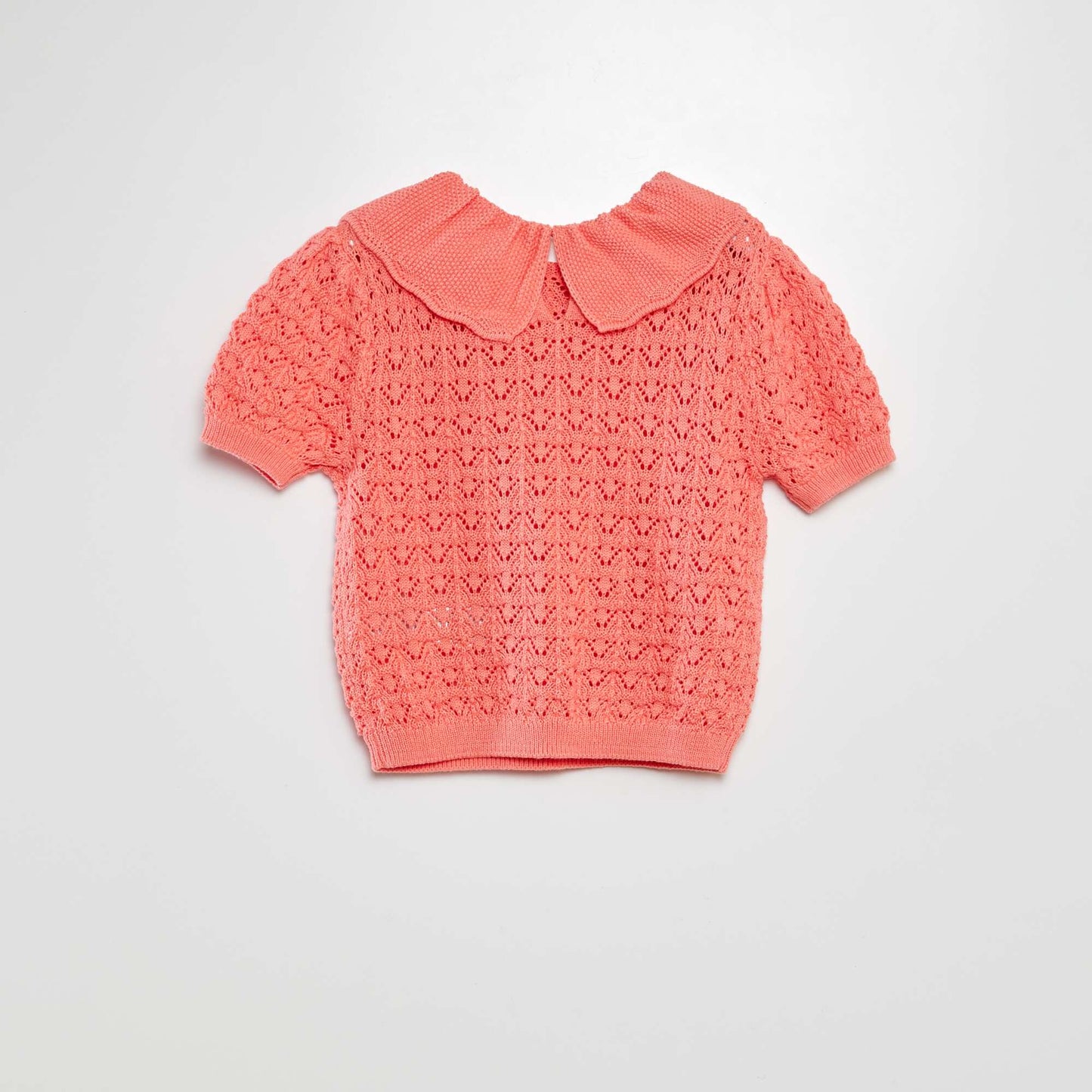 Pull en crochet avec col claudine ROSE