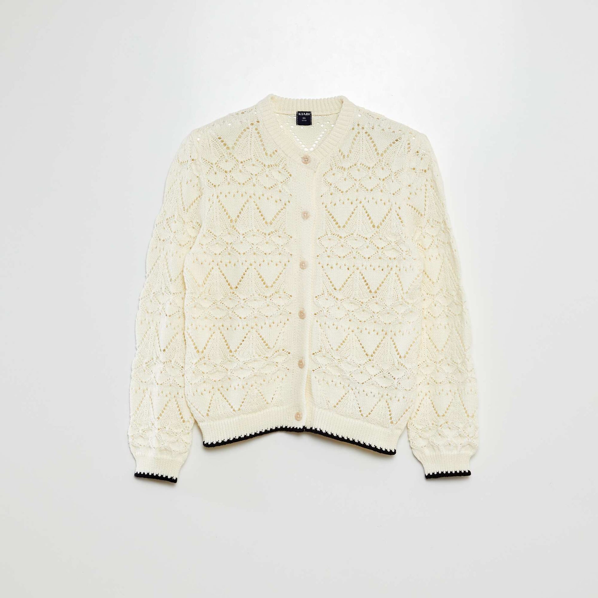 Gilet en crochet en maille ajourée BEIGE