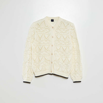 Gilet en crochet en maille ajourée BEIGE
