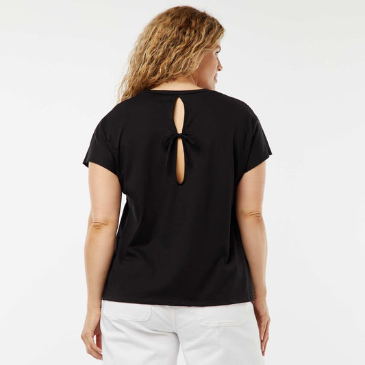 T-shirt à manches courtes avec dos ouvert NOIR