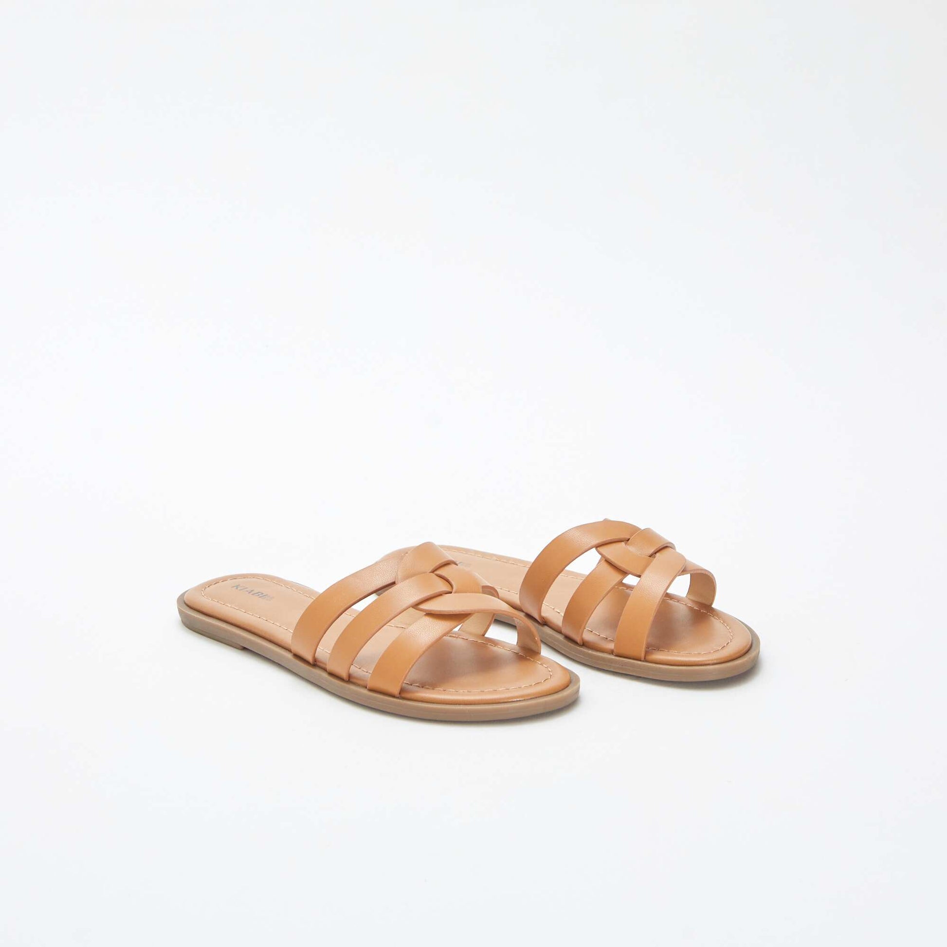 Sandales unies avec brides croisées MARRON