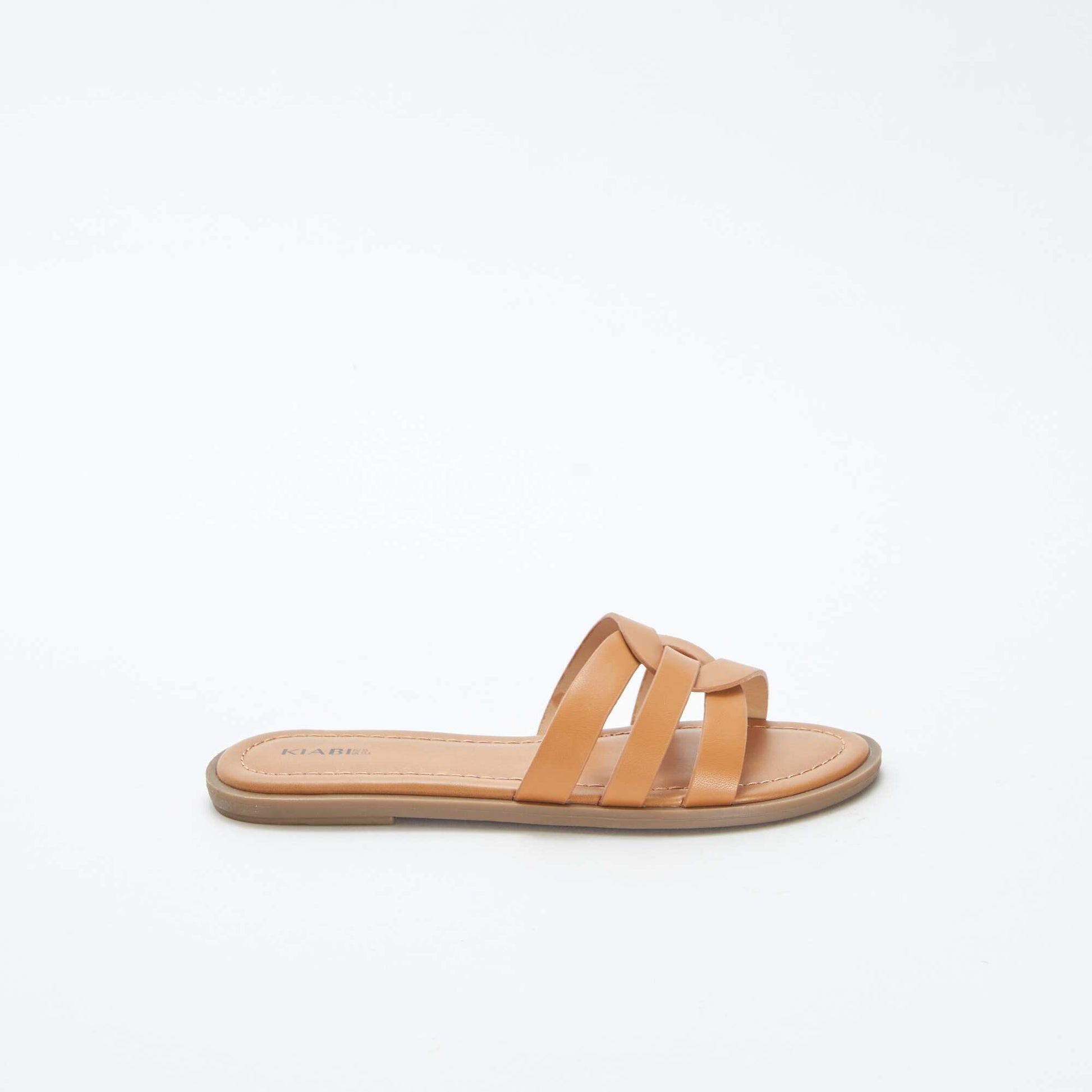 Sandales unies avec brides croisées MARRON