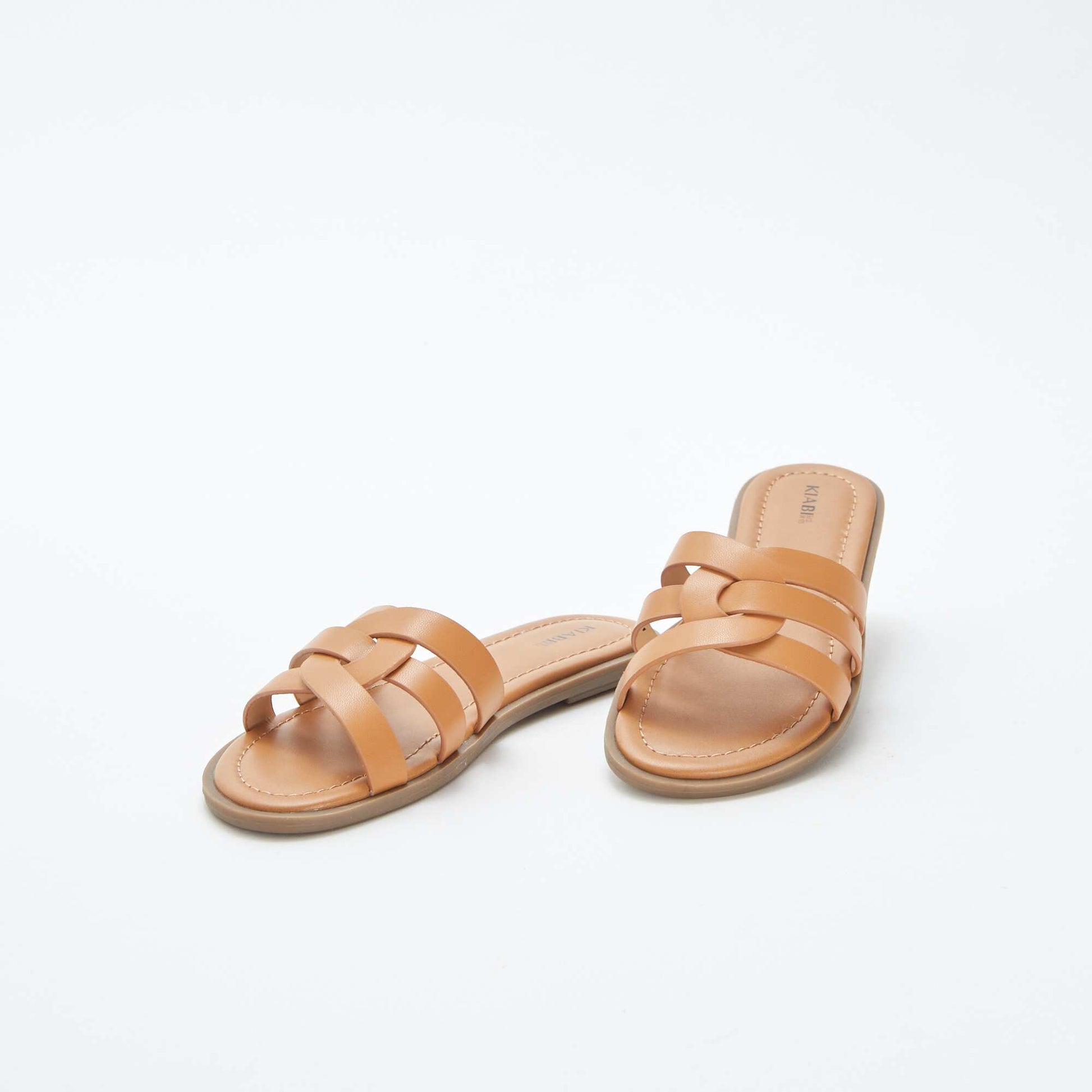 Sandales unies avec brides croisées MARRON