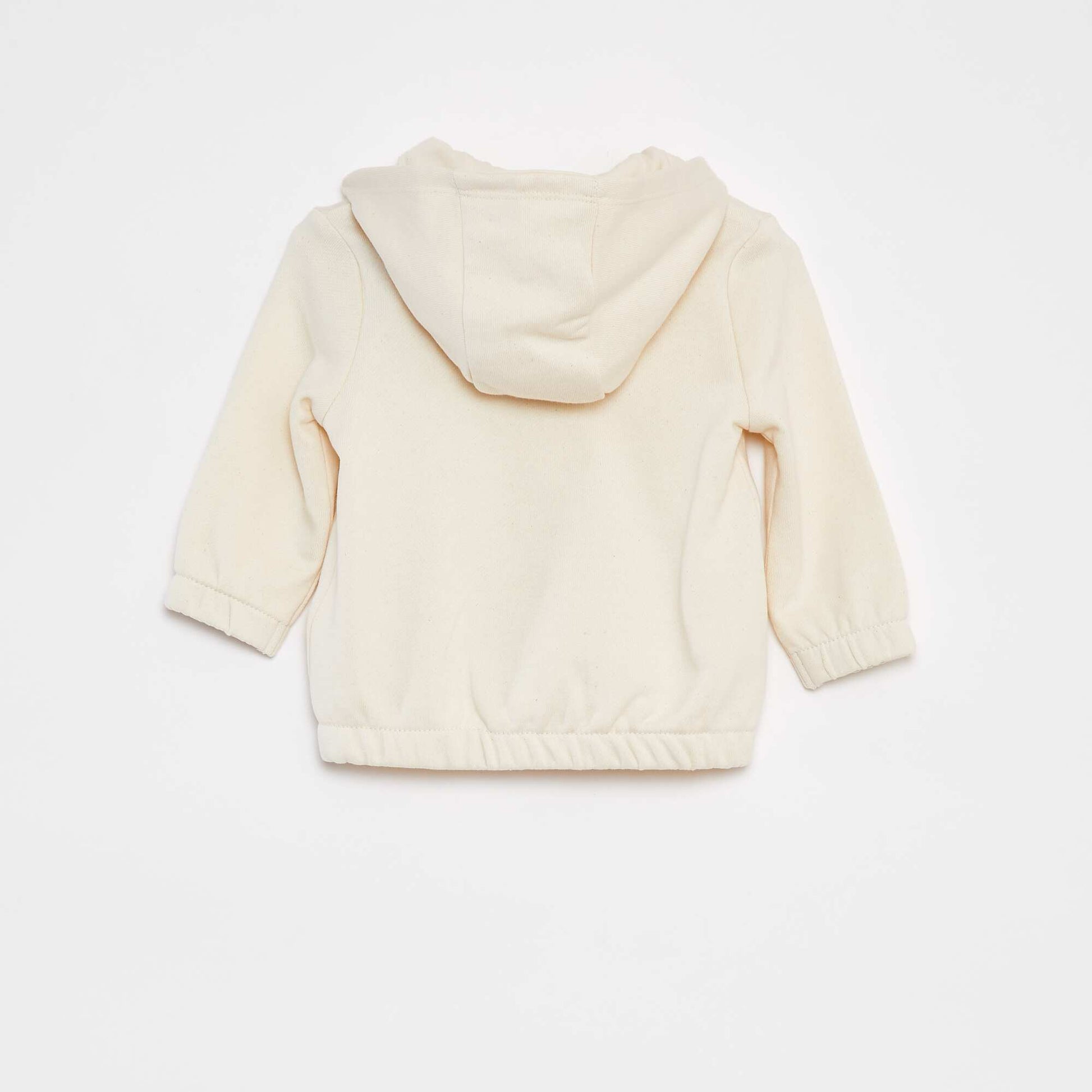 Sweat zippé uni à capuche BLANC
