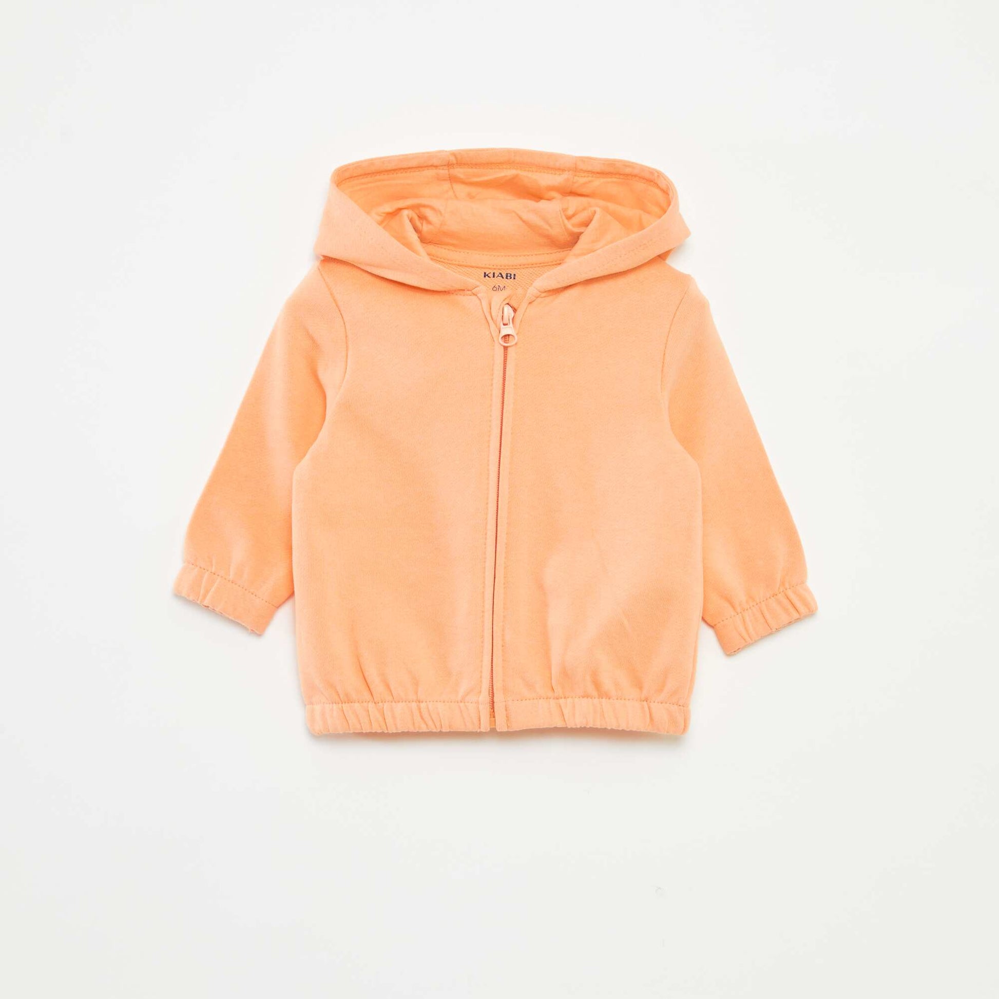 Sweat zippé uni à capuche ORANGE