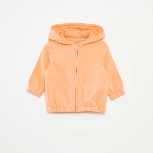 Sweat zippé uni à capuche ORANGE