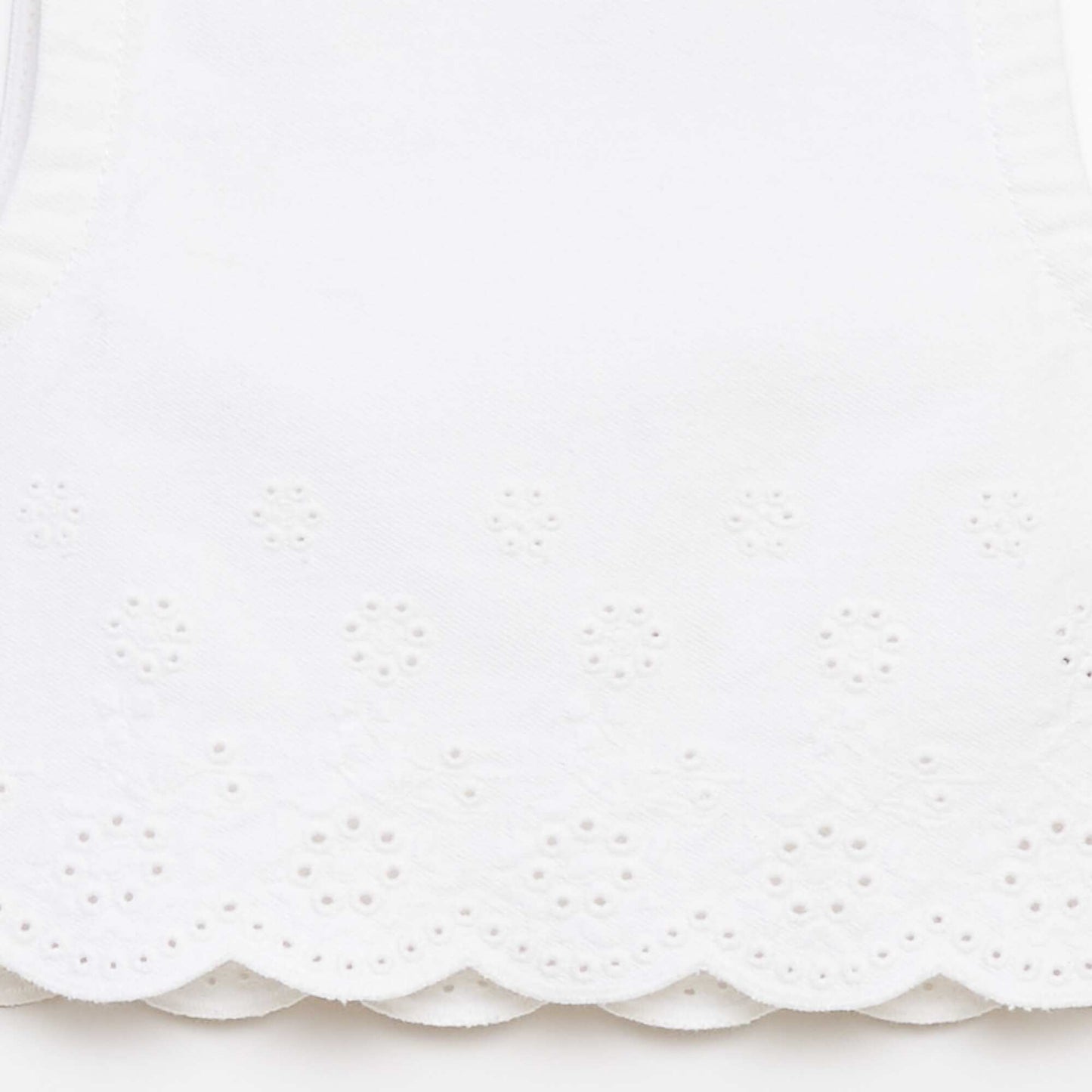 Blouse en denim sans manches avec broderies anglaises BLANC
