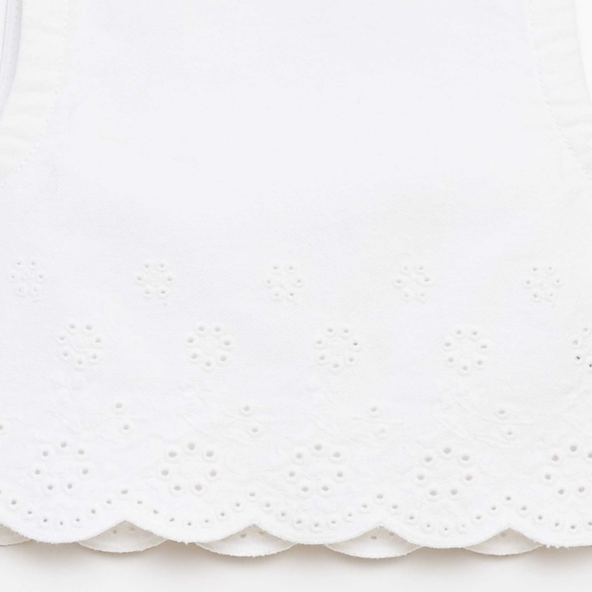 Blouse en denim sans manches avec broderies anglaises BLANC