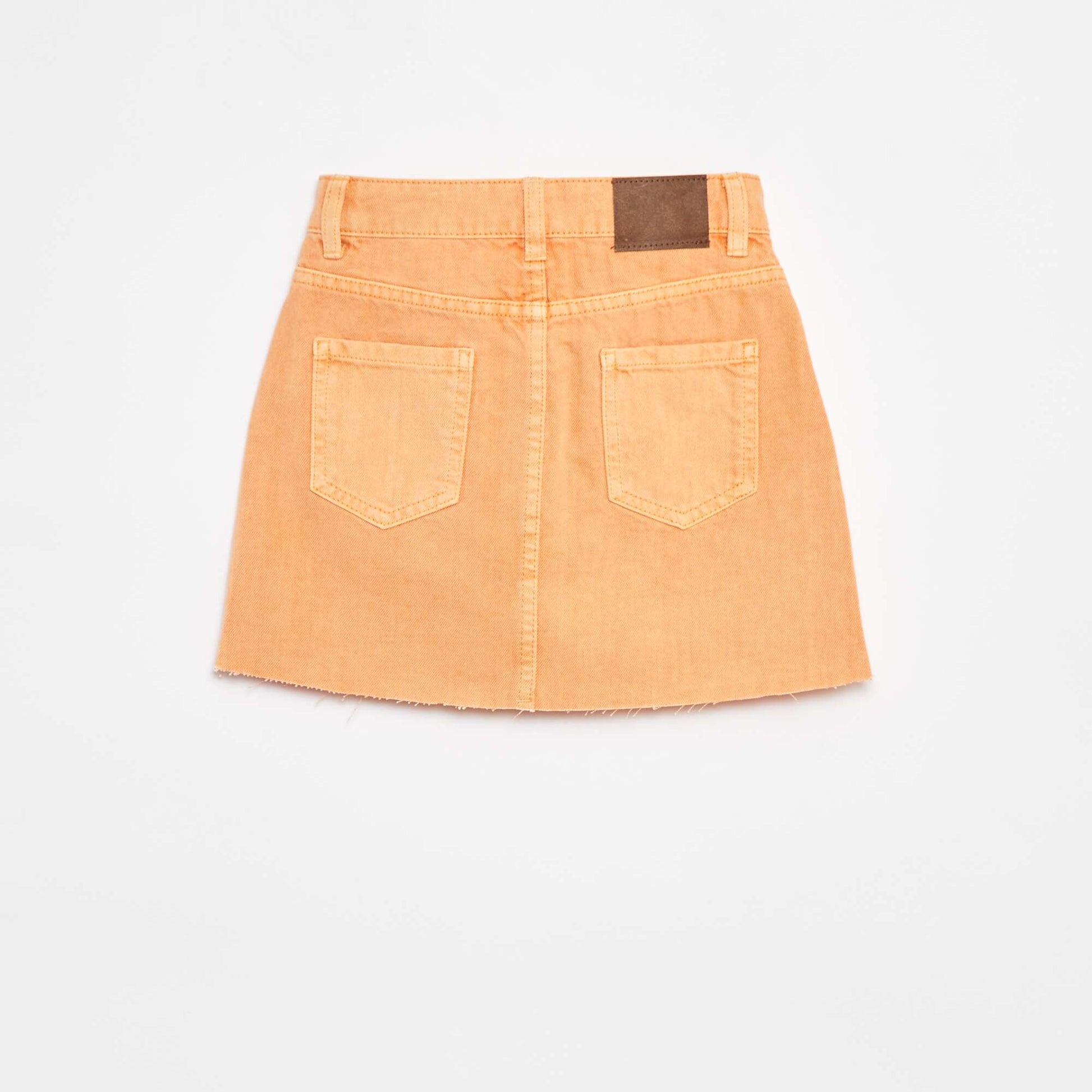 Jupe courte en denim unie coupe à cru ORANGE