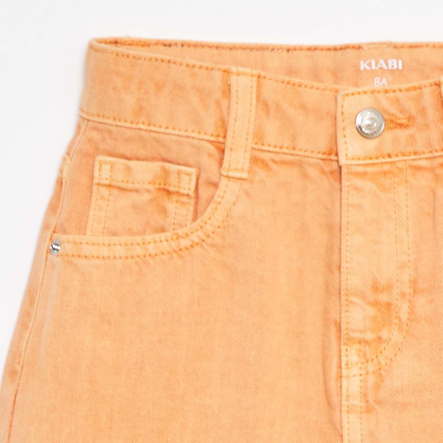 Jupe courte en denim unie coupe à cru ORANGE