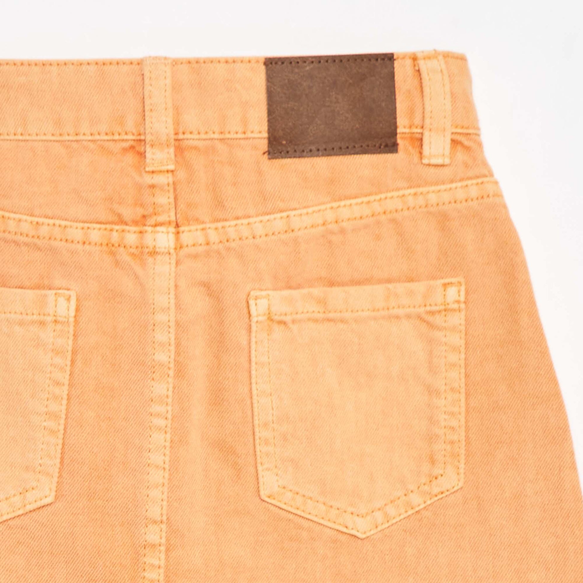 Jupe courte en denim unie coupe à cru ORANGE