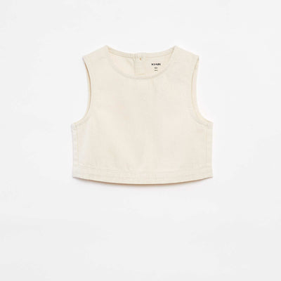 Top sans manches en denim BLANC