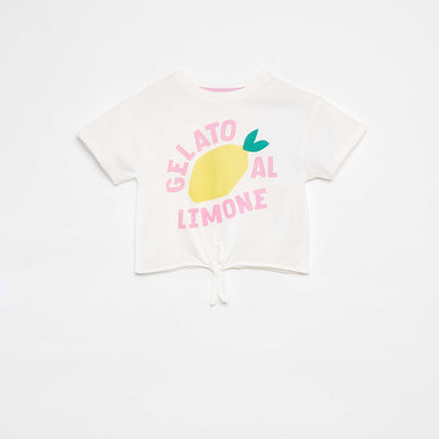 T-shirt imprimé  avec base à nouer BLANC