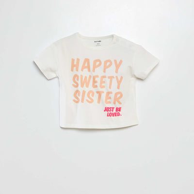 T-shirt à message pour les sœurs BLANC