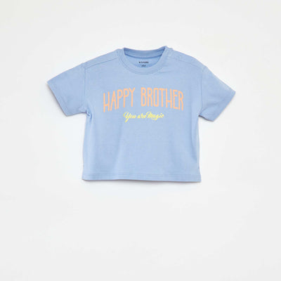 T-shirt en jersey imprimé BLEU