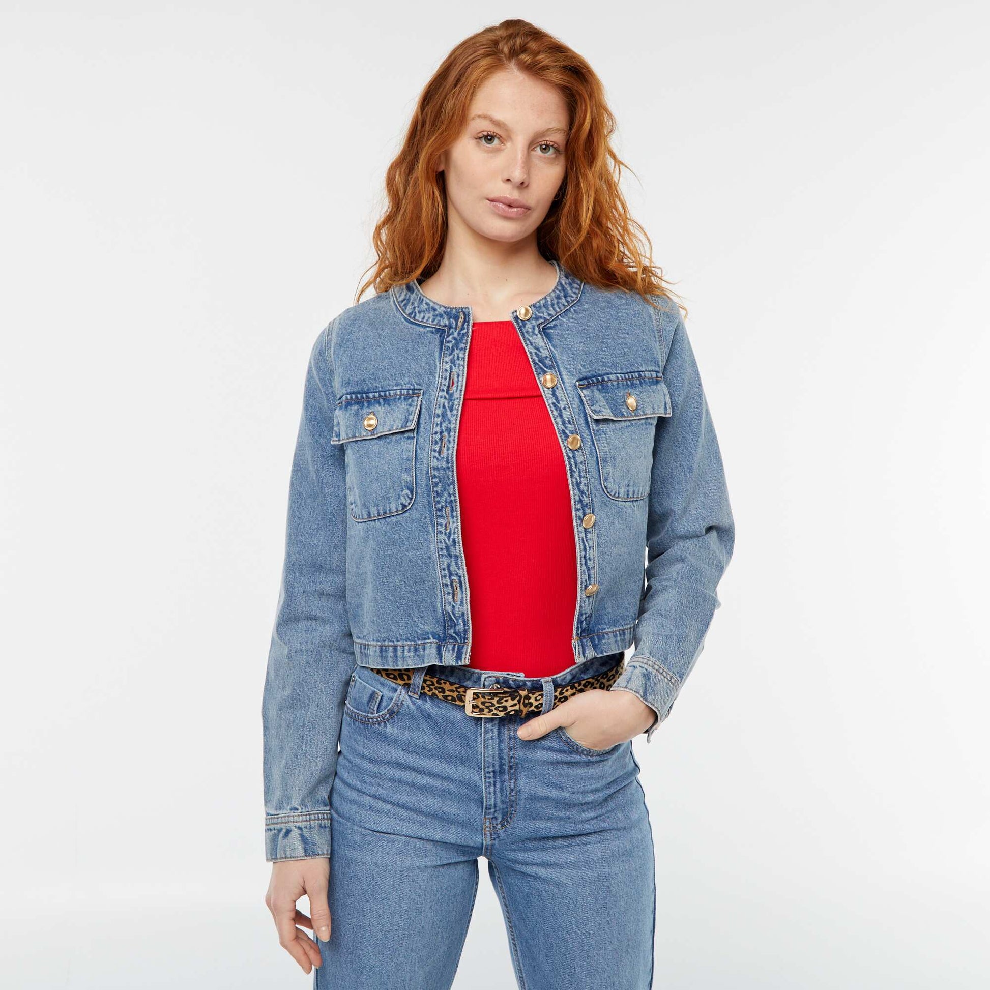 Veste en denim avec poches BLEU