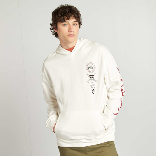 Sweat à capuche 'One Piece' en molleton gratté BLANC