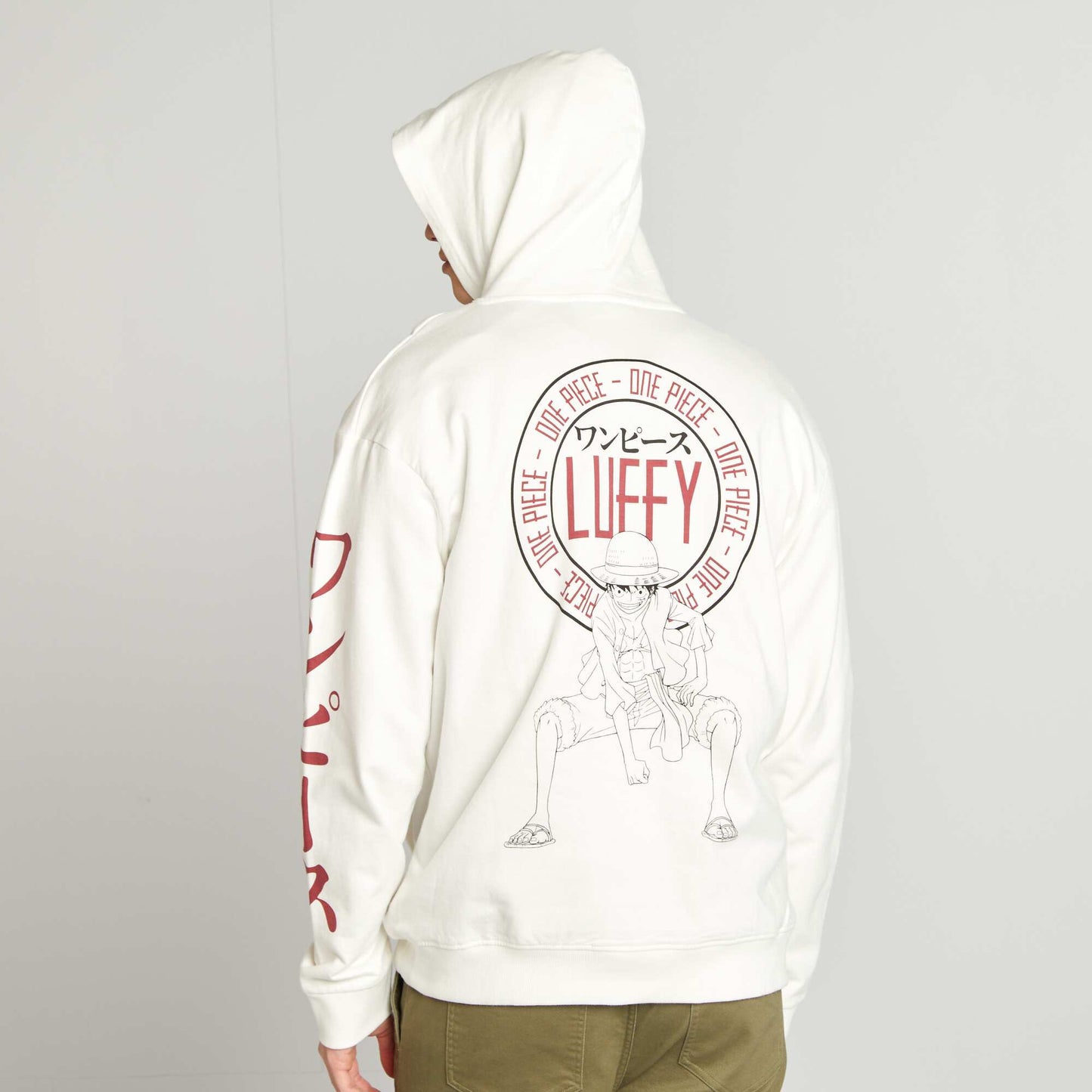 Sweat à capuche 'One Piece' en molleton gratté BLANC
