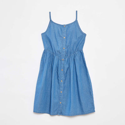 Robe à bretelles en tencel BLEU