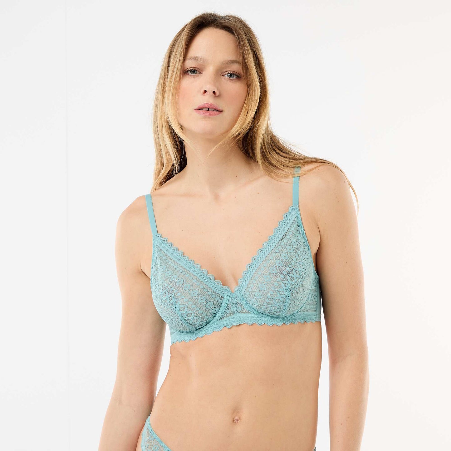 Soutien-gorge en dentelle transparente BLEU