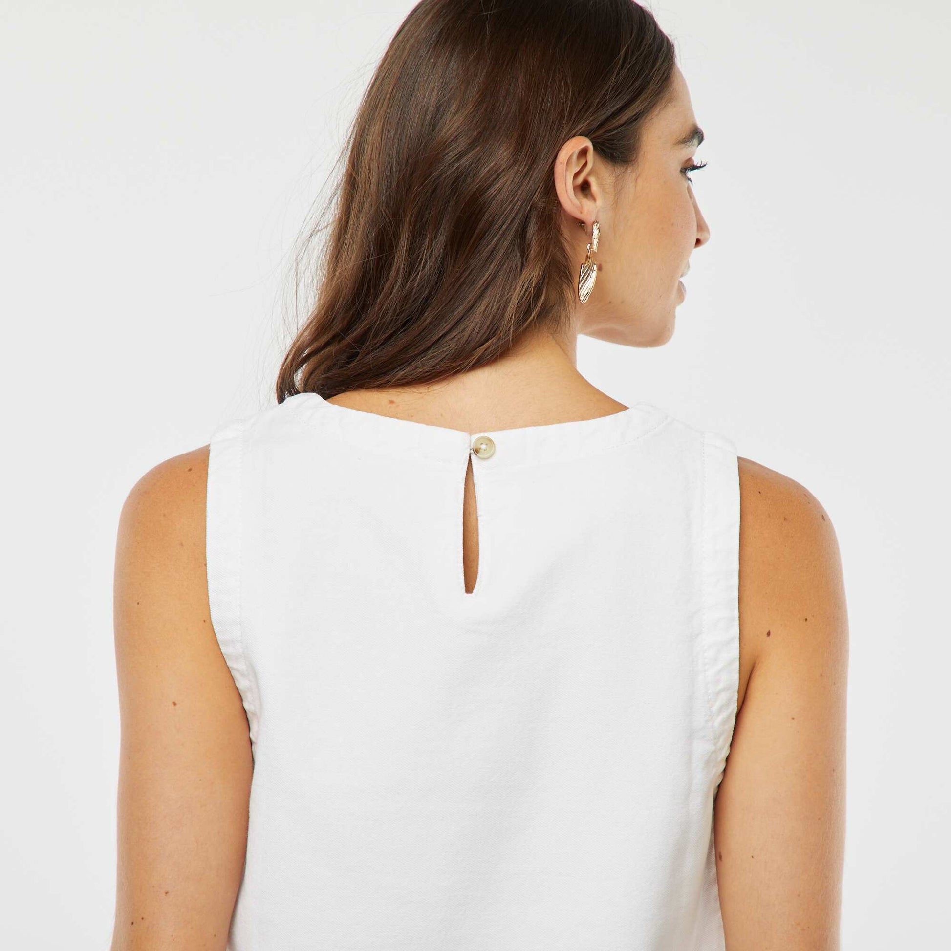 Top sans manches en denim BLANC