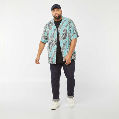 chemise manchzes courtes à motif BLEU