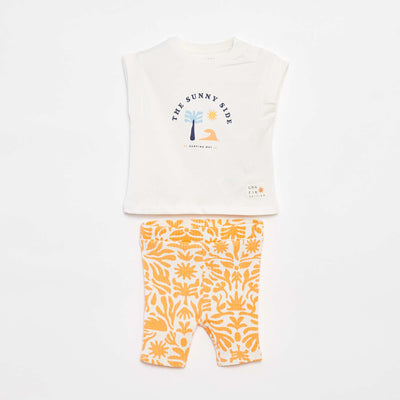 Ensemble t-shirt + cycliste imprimé - Grafik Edition BLANC