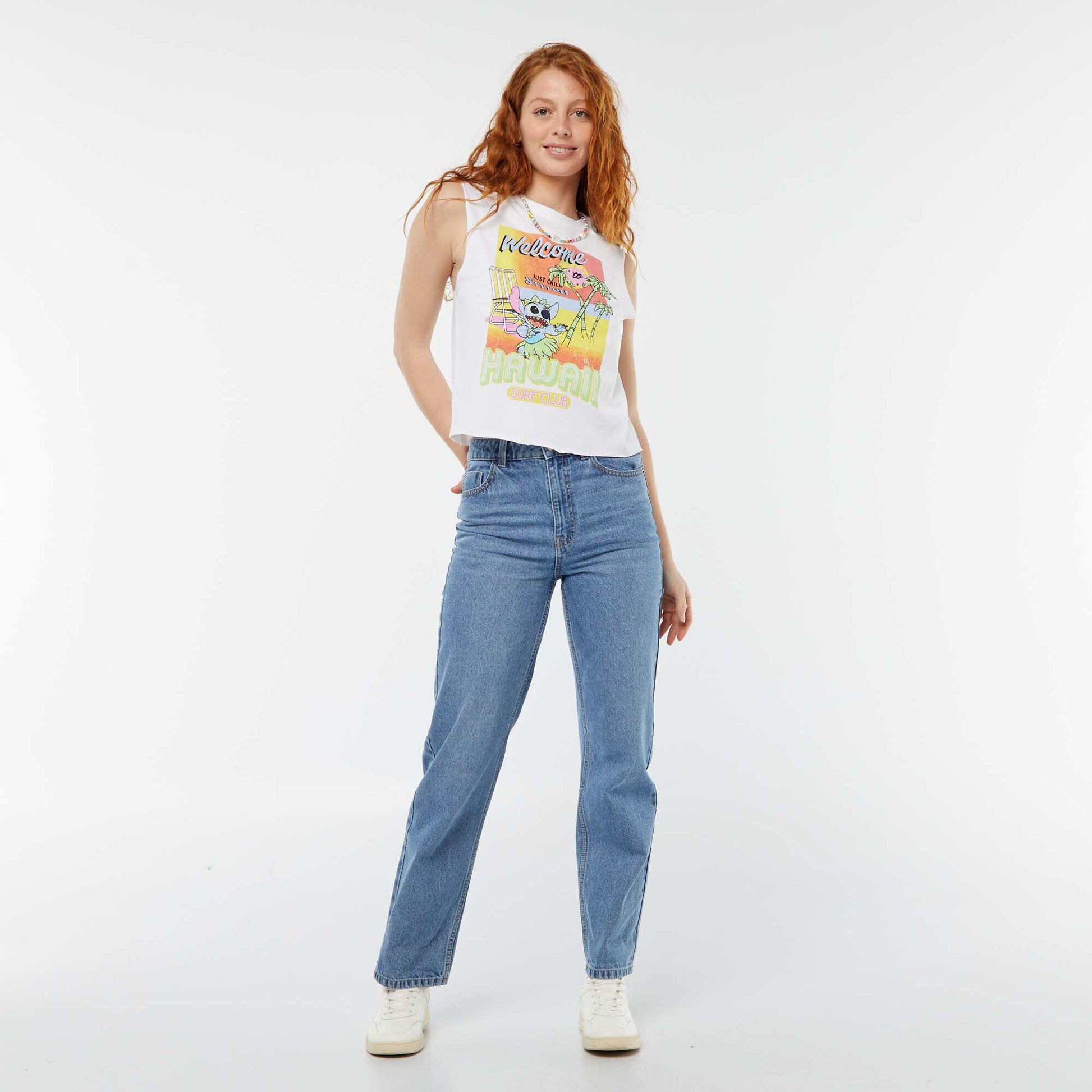 T-shirt sans manches 'Stitch' 'Disney' BLANC