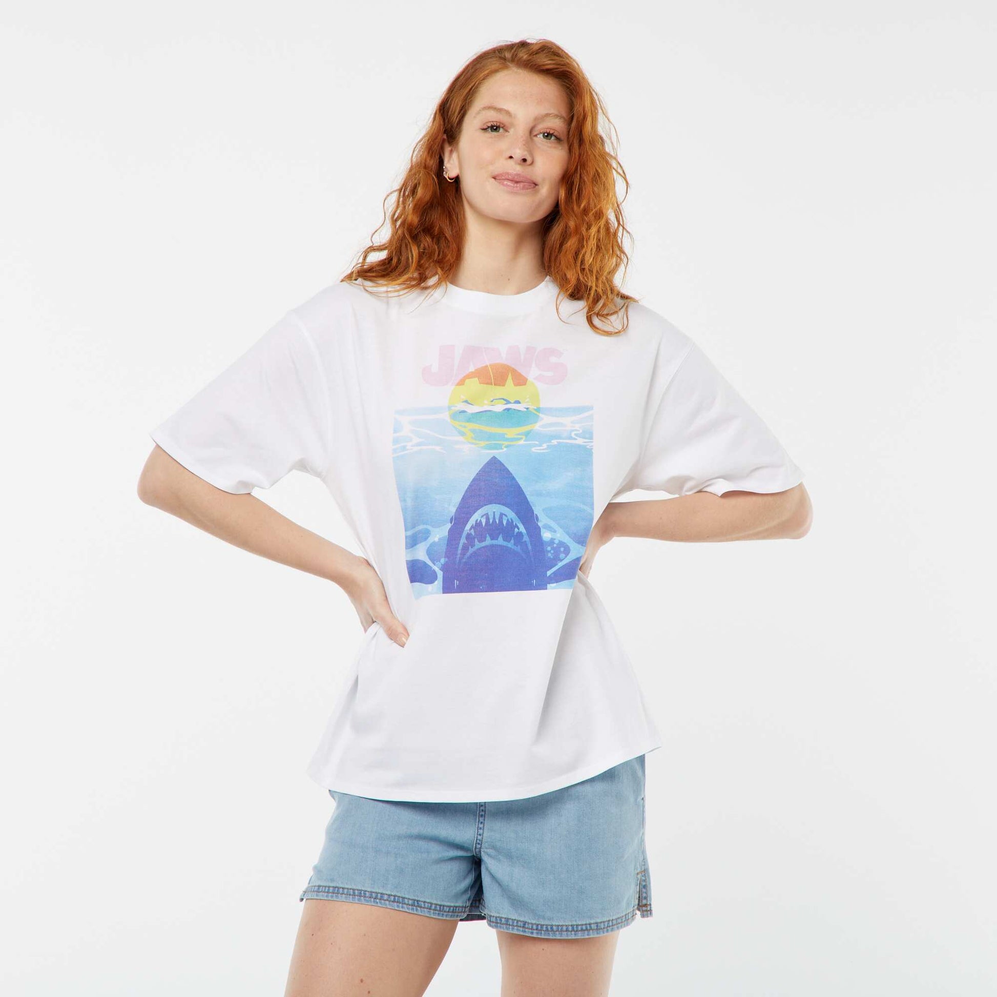T-shirt à manches courtes 'Jaws' BLANC
