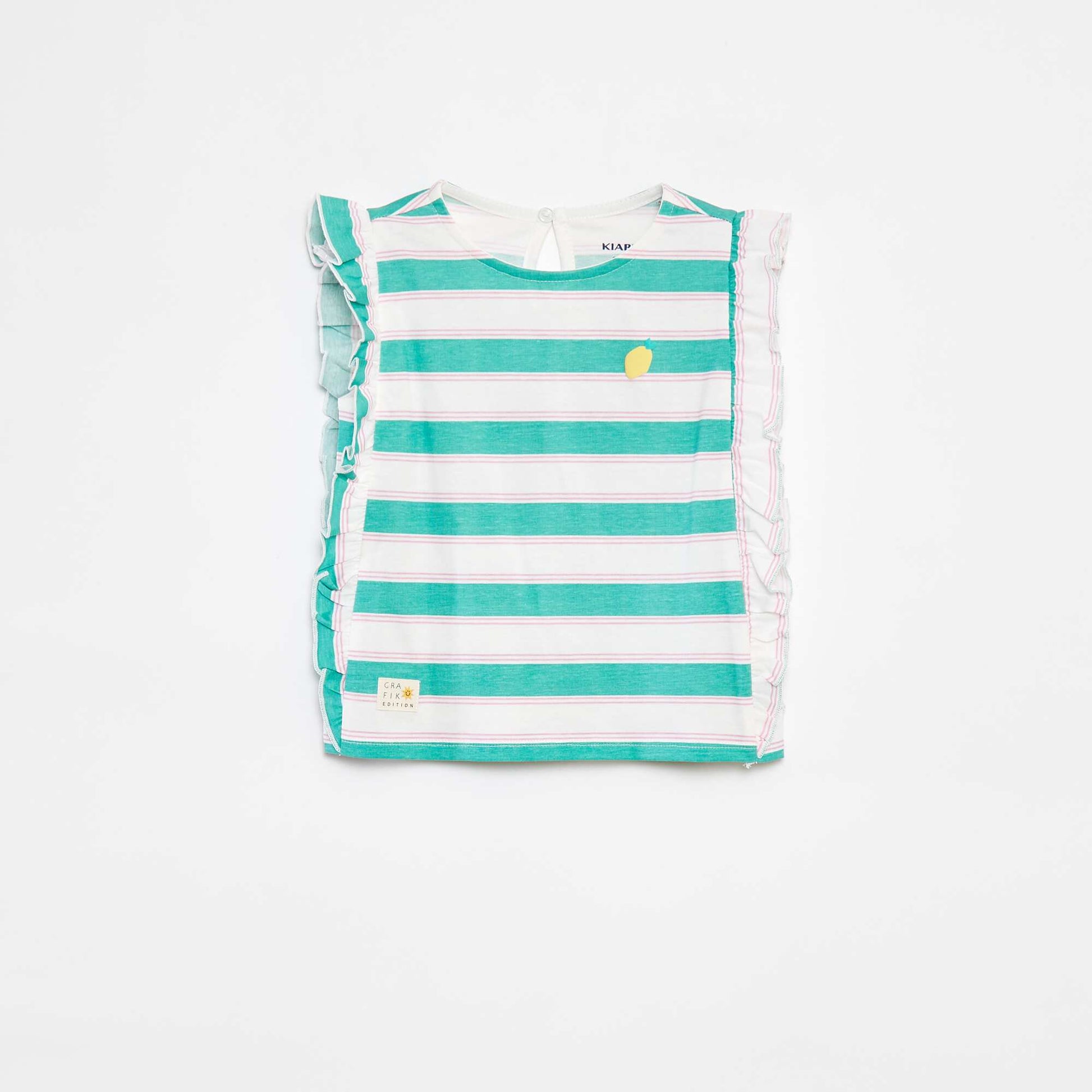 T-shirt à emmanchures volantées et à motif VERT