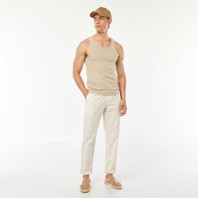 Pantalon droit en popeline craquante BLANC