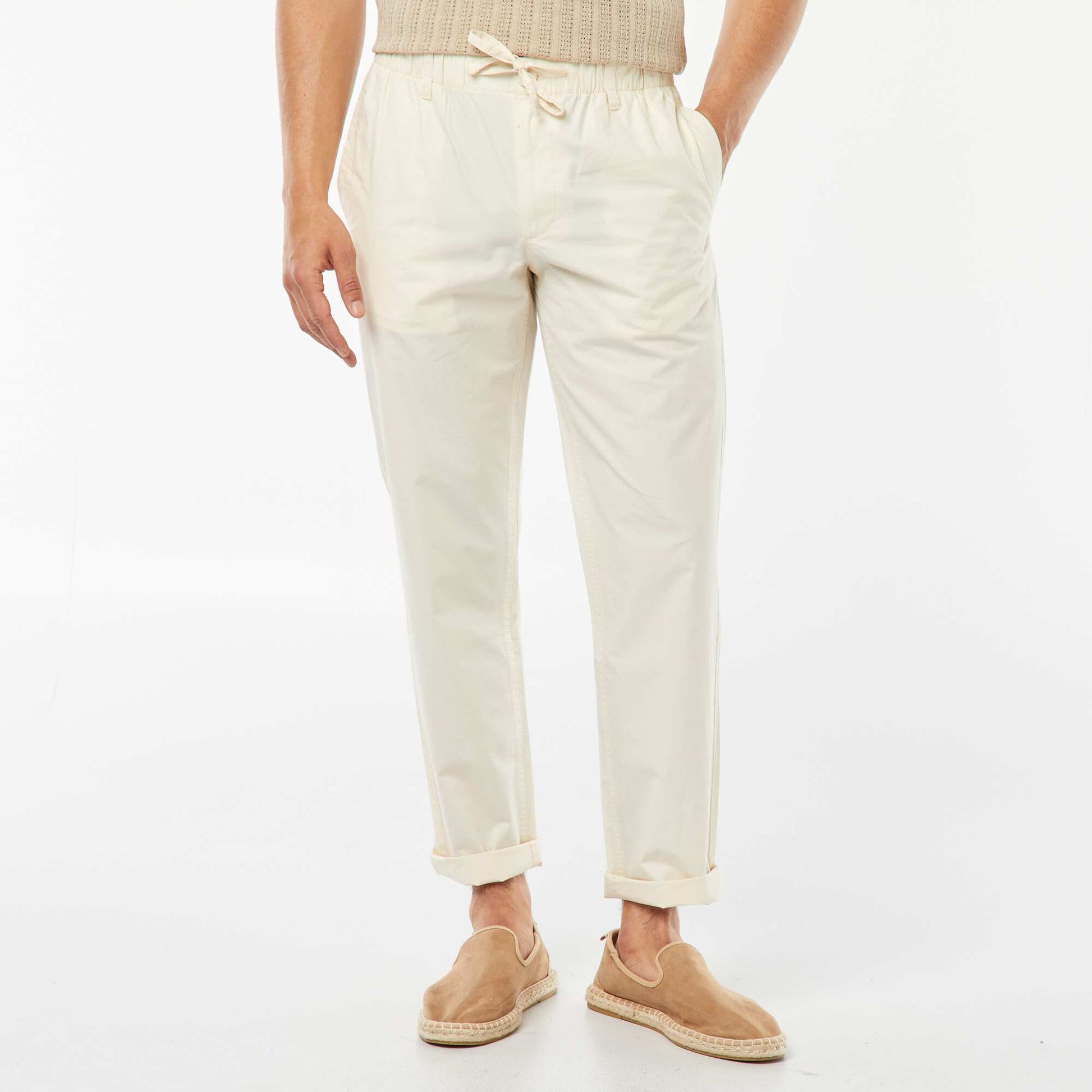 Pantalon droit en popeline craquante BLANC