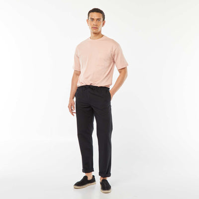 Pantalon droit en popeline craquante NOIR