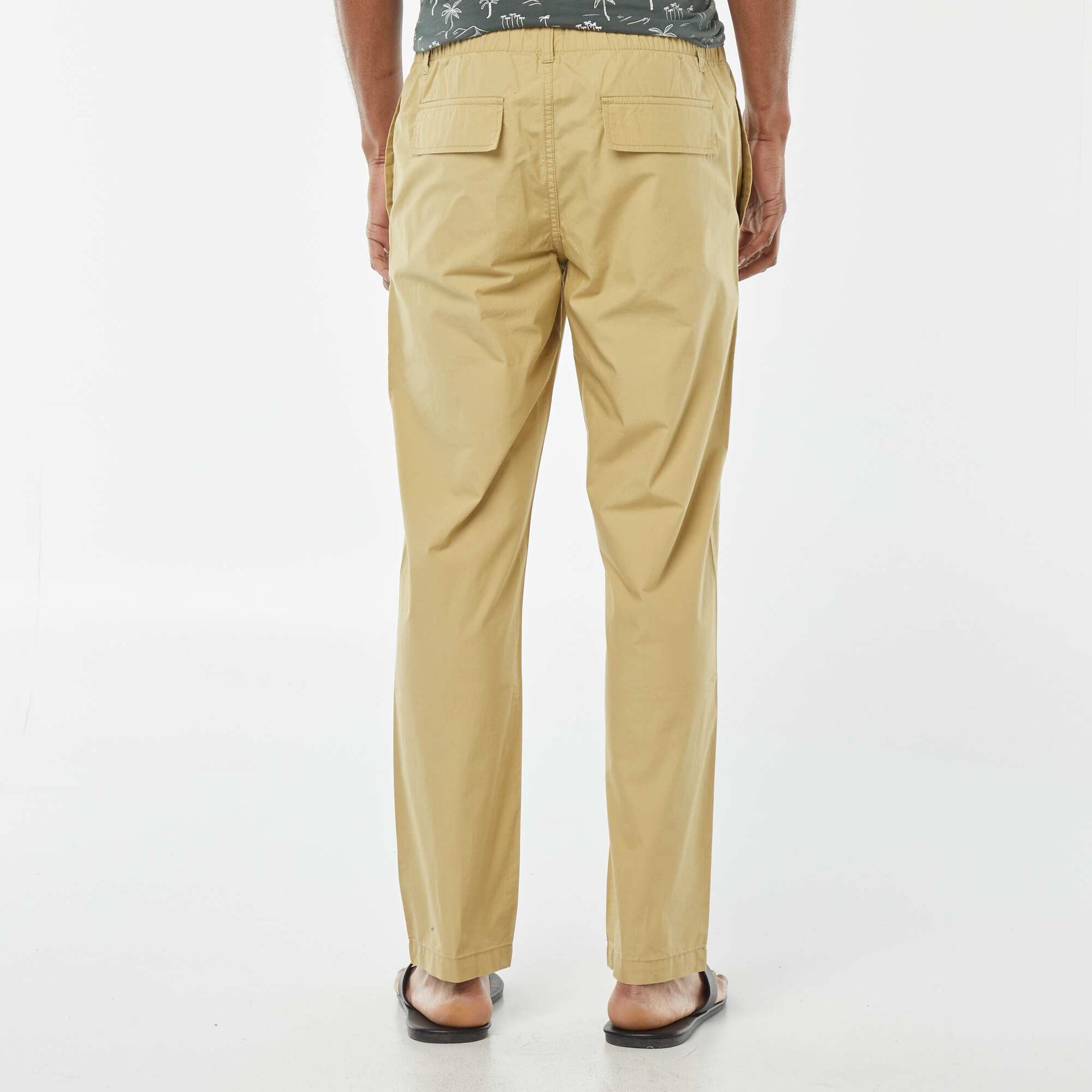 Pantalon droit en popeline craquante KAKI