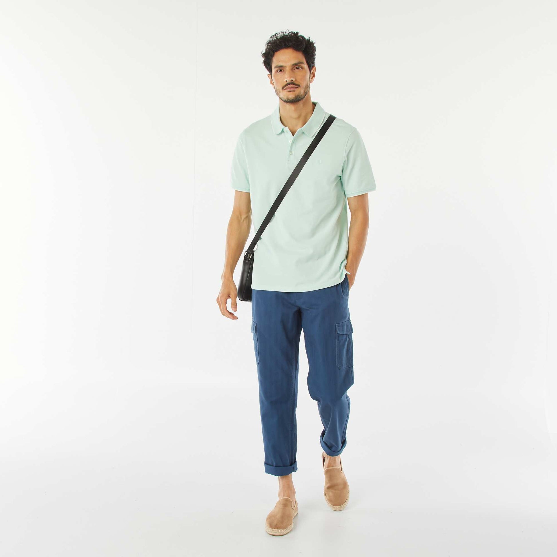 Pantalon droit multi-poches en twill BLEU MARINE