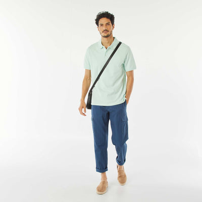 Pantalon droit multi-poches en twill BLEU MARINE