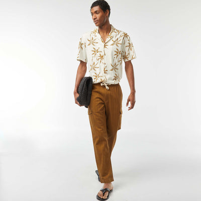 Pantalon droit multi-poches en twill CAMEL