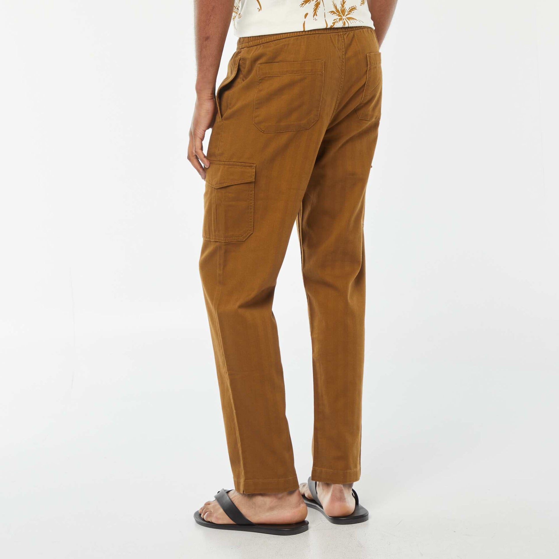 Pantalon droit multi-poches en twill CAMEL