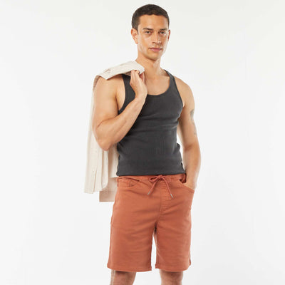 Bermuda uni avec taille élastiquée et cordons de serrage MARRON