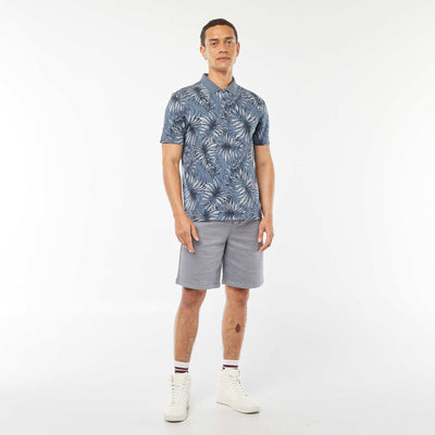 Bermuda uni avec taille élastiquée et cordons de serrage BLEU GRIS