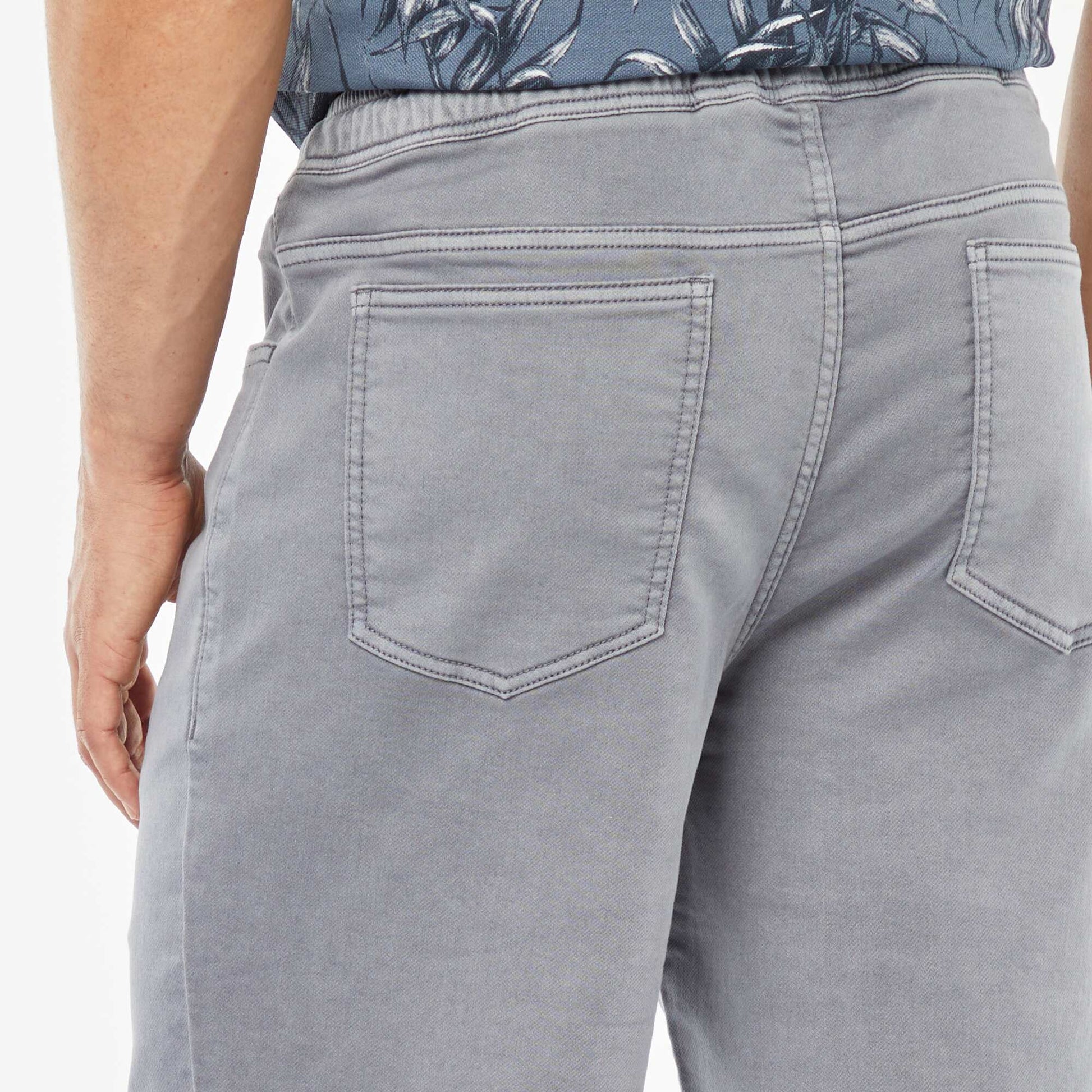 Bermuda uni avec taille élastiquée et cordons de serrage BLEU GRIS