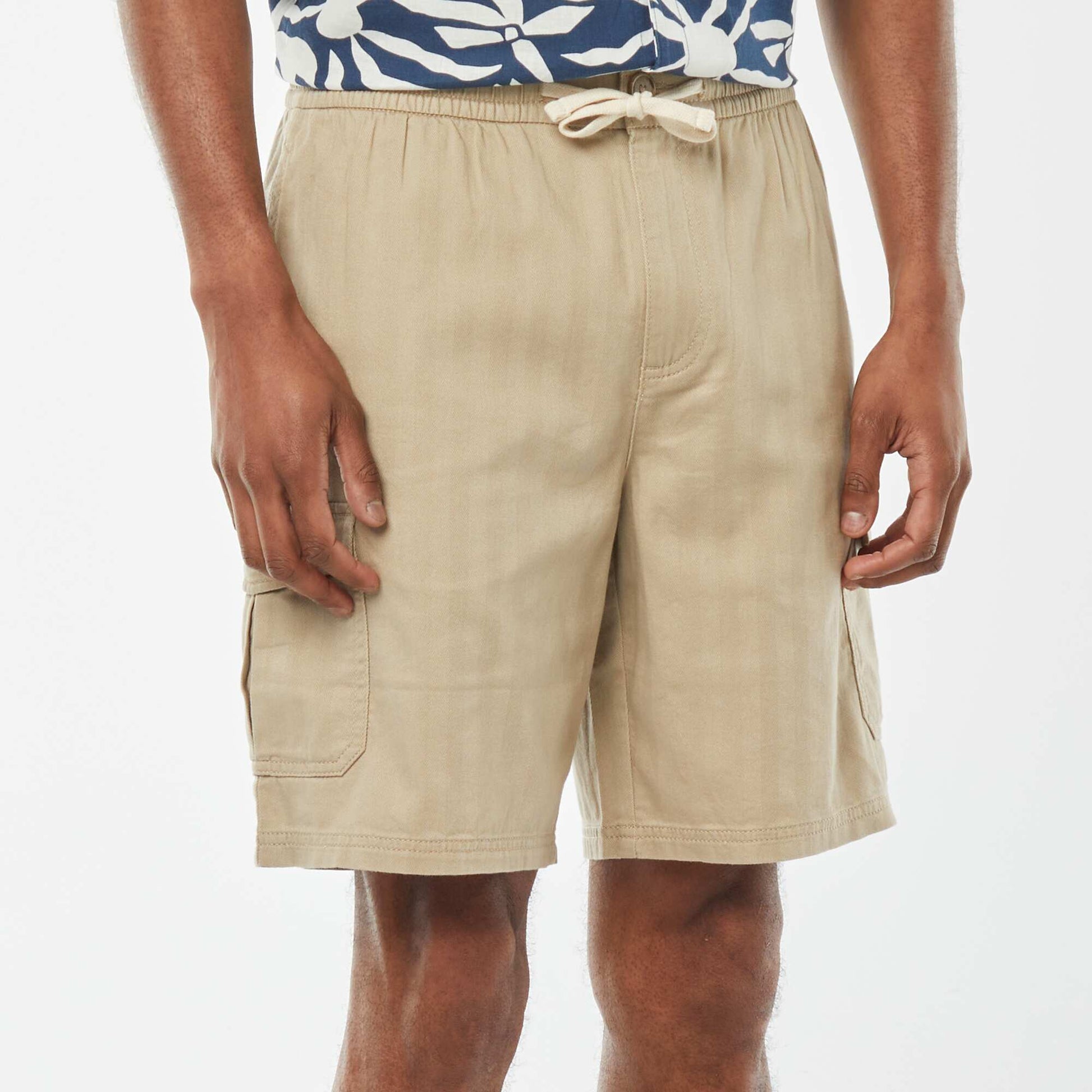 Bermuda en twill multipoches BEIGE