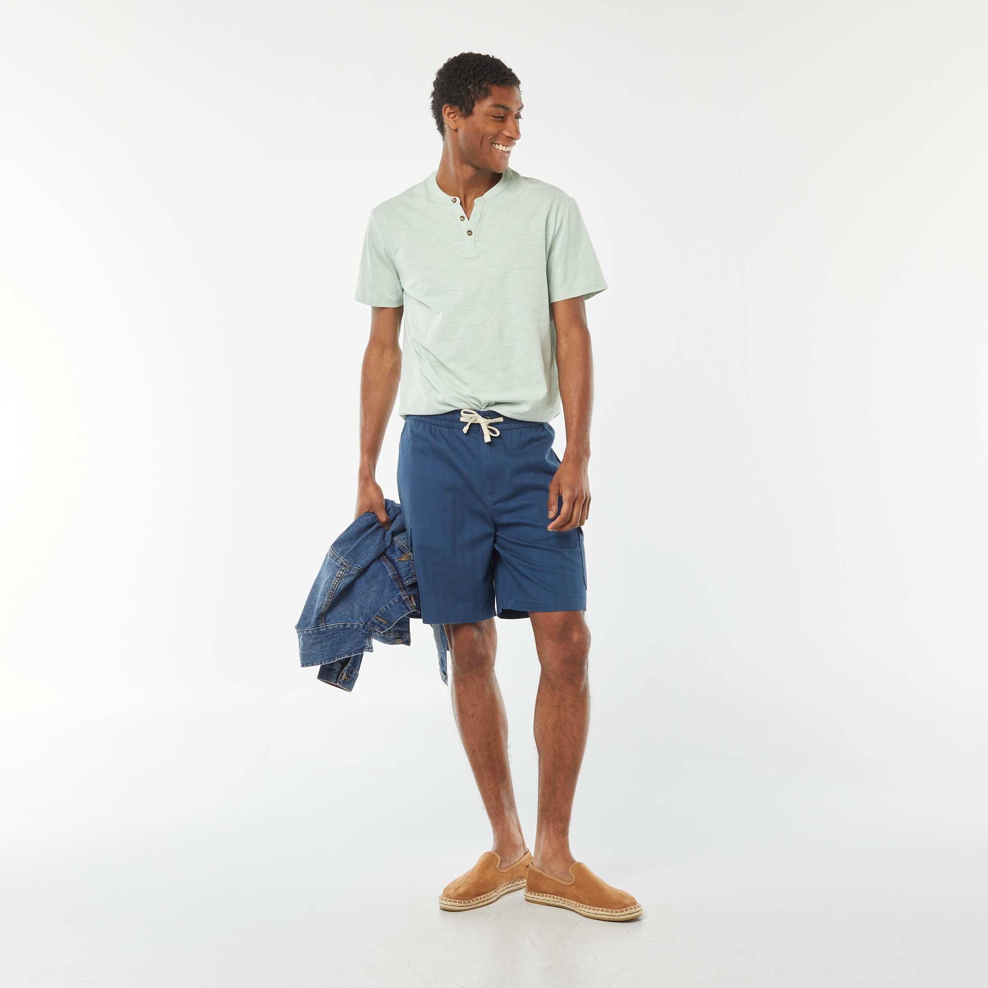 Bermuda en twill multipoches BLEU