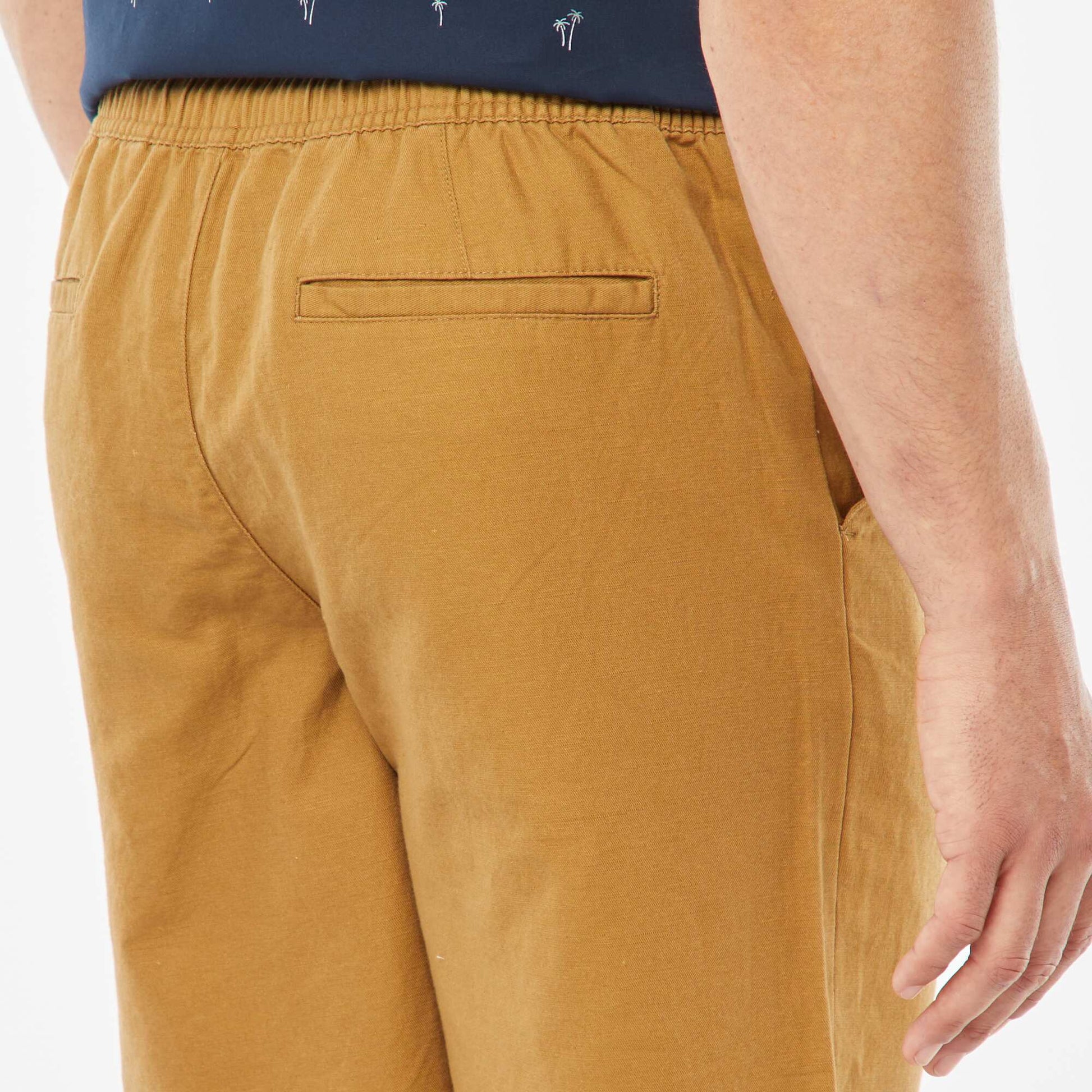 Bermuda uni taille élastiquée + cordons BRONZE