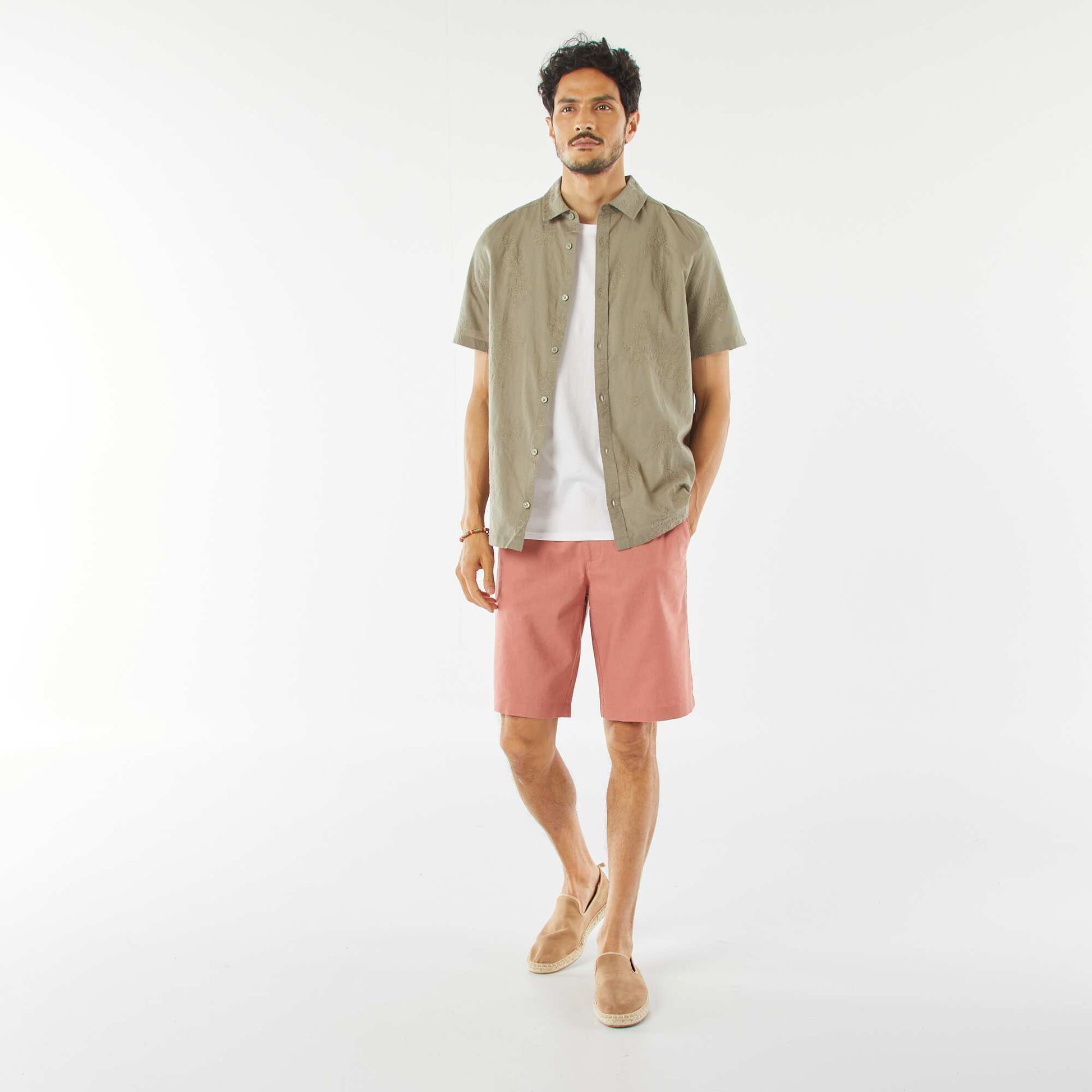 Bermuda chino en lin mélangé ROSE